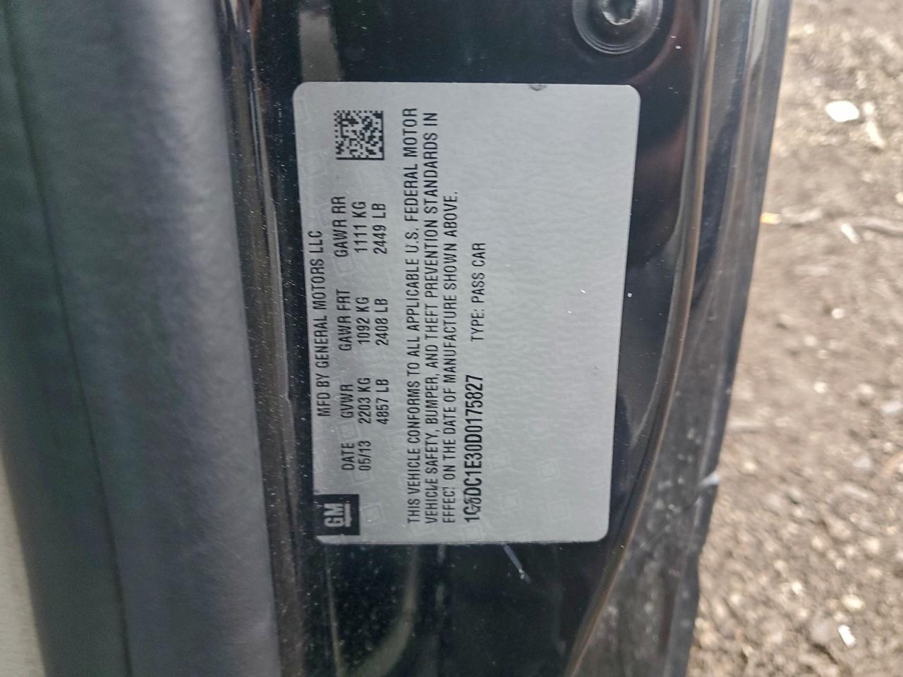 2013 Cadillac Cts VIN: 1G6DC1E30D0175827 Lot: 93418585