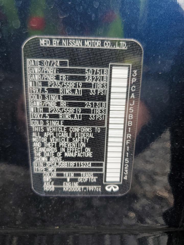 2024 Infiniti Qx50 Luxe VIN: 3PCAJ5BB1RF115234 Lot: 93301645