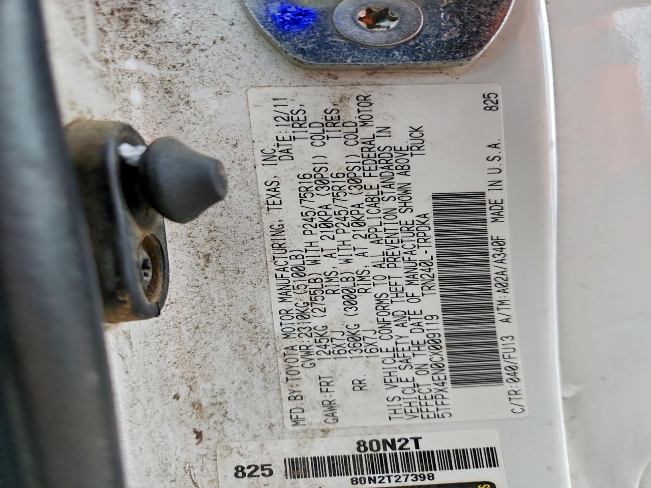 2012 Toyota Tacoma VIN: 5TFPX4EN0CX009119 Lot: 94416885