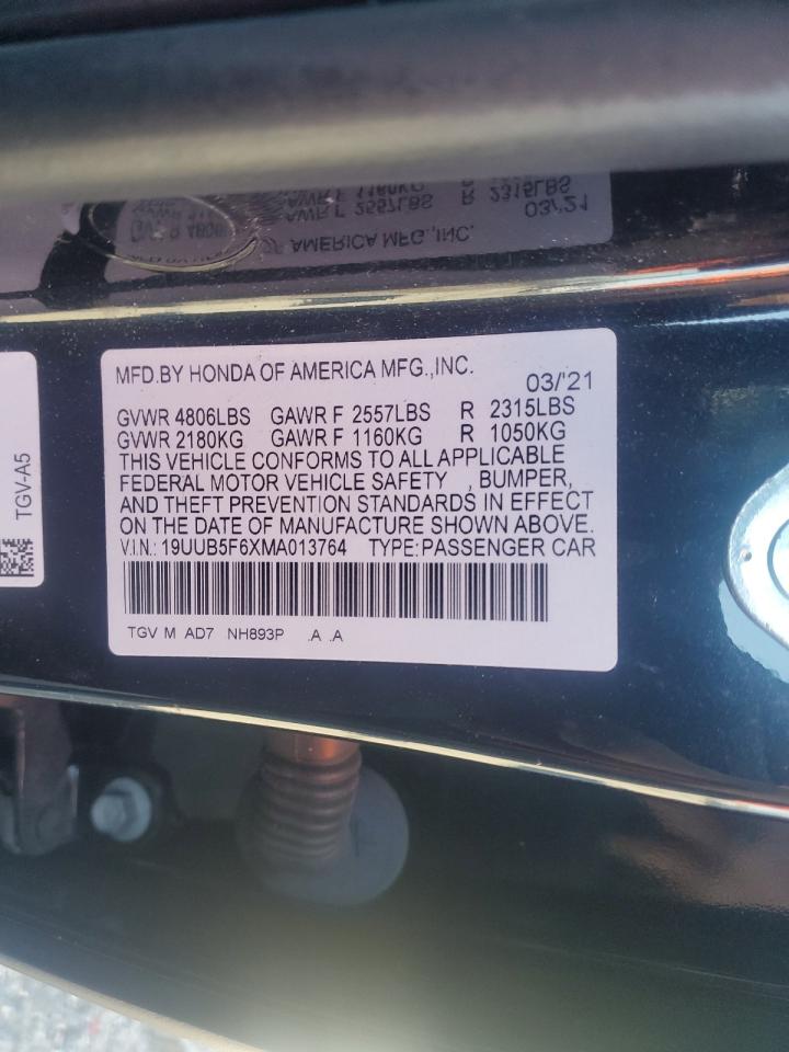 2021 Acura Tlx Advance VIN: 19UUB5F6XMA013764 Lot: 92300045