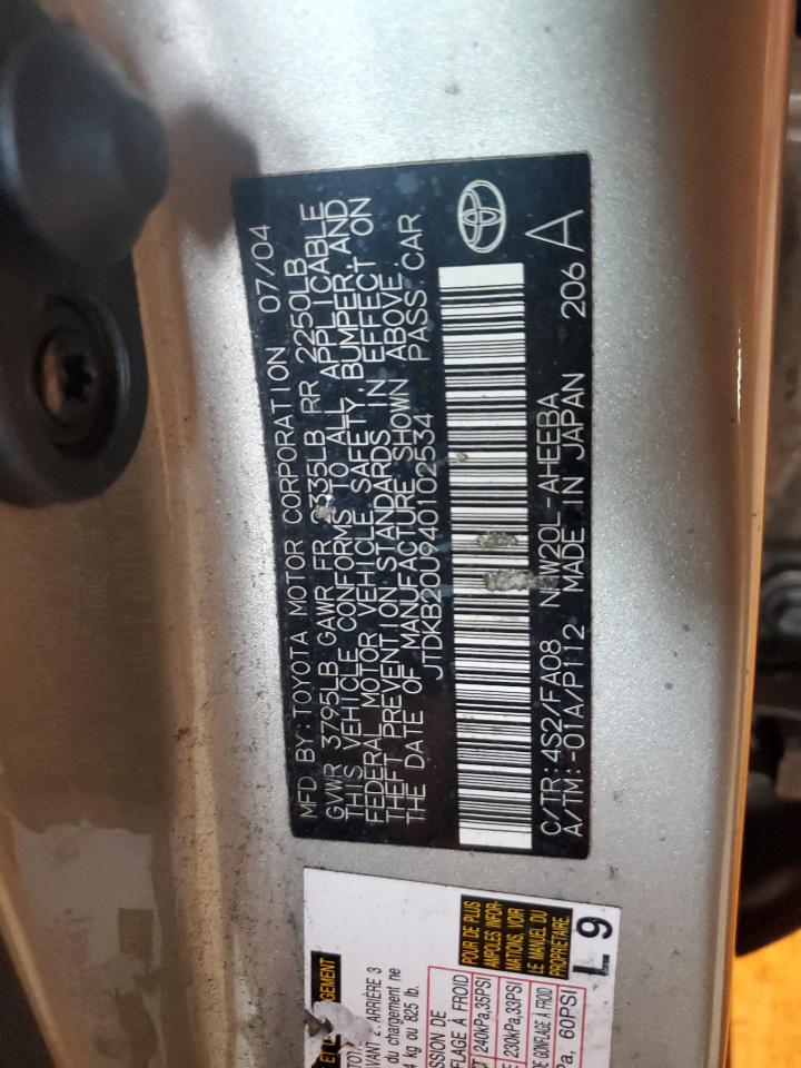 2004 Toyota Prius VIN: JTDKB20U940102534 Lot: 90713535