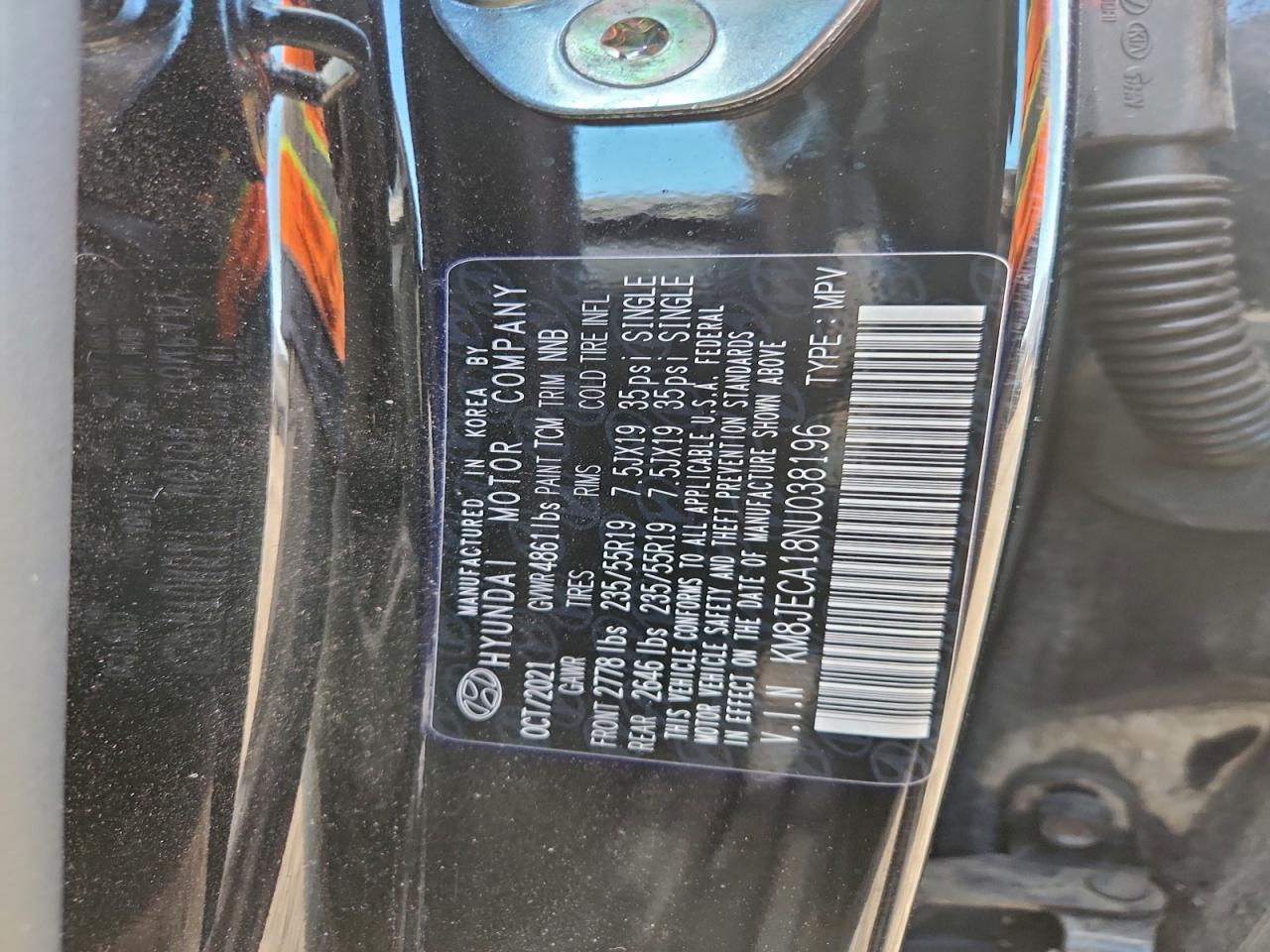 2022 Hyundai Tucson Limited VIN: KM8JECA18NU038196 Lot: 93946365