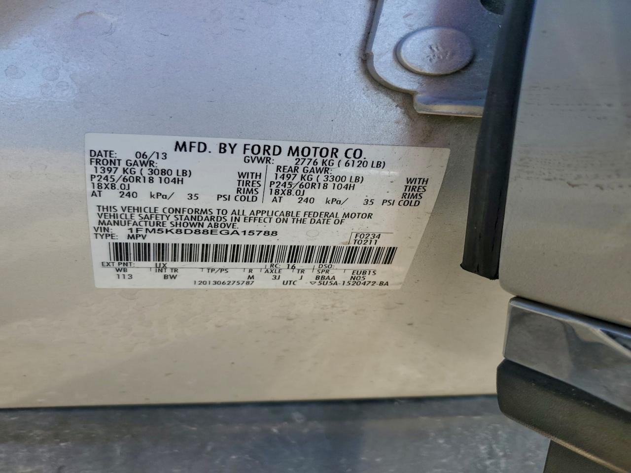 2014 Ford Explorer Xlt VIN: 1FM5K8D88EGA15788 Lot: 94433705