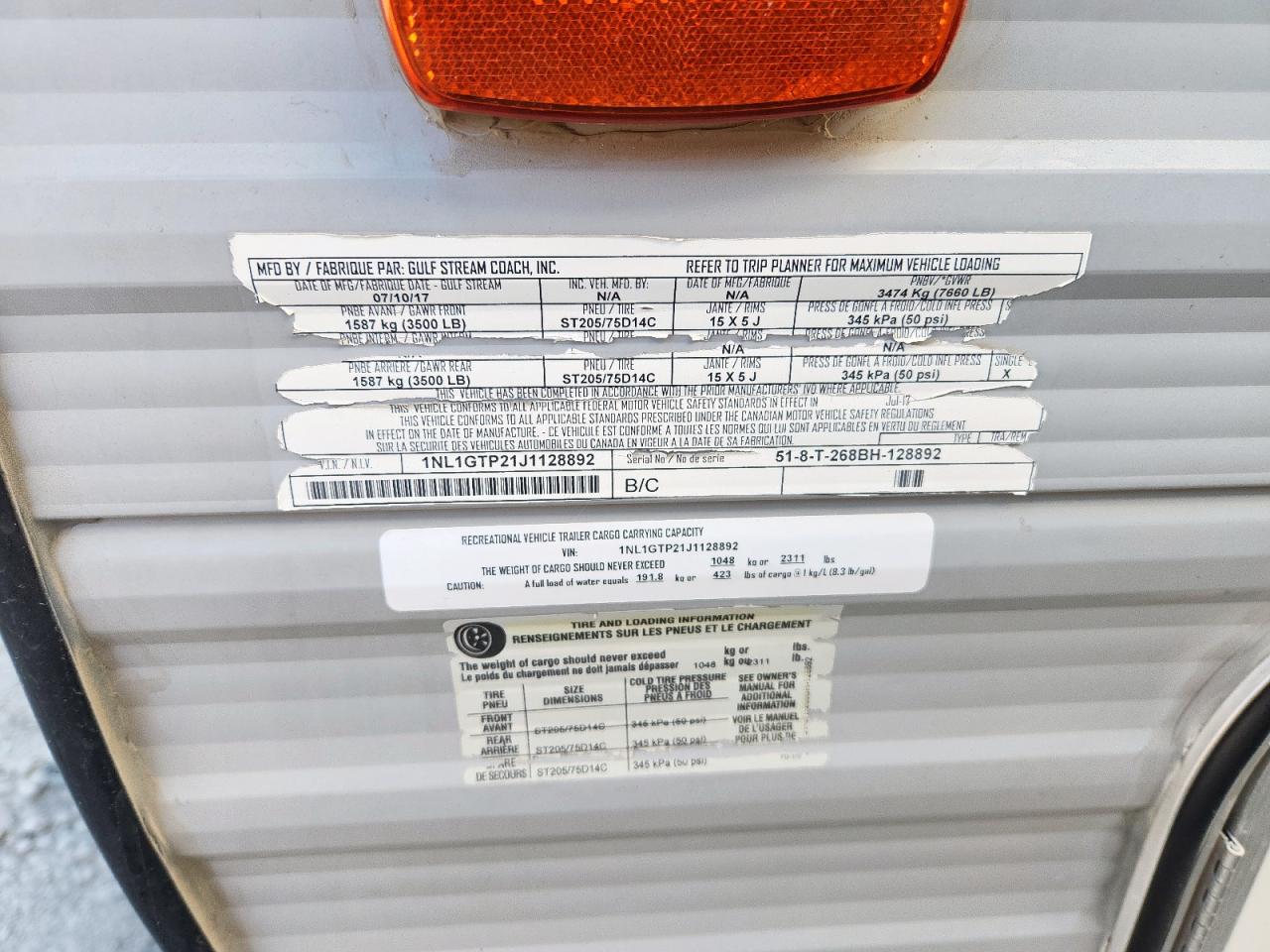 2018 Gulf Stream Kingsport VIN: 1NL1GTP21J1128892 Lot: 91303605