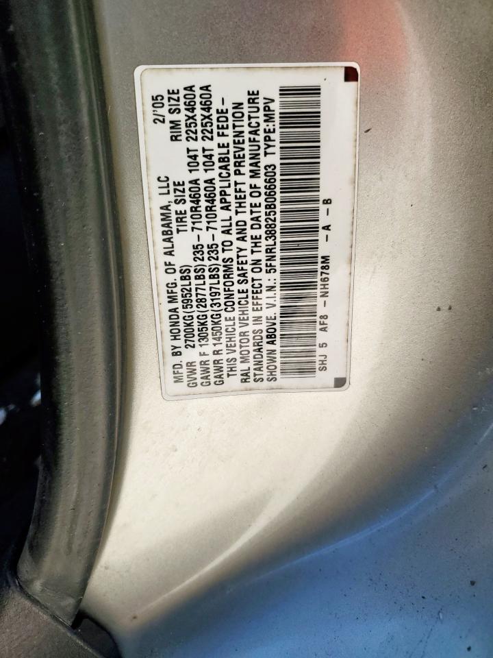 2005 Honda Odyssey Touring VIN: 5FNRL38825B066603 Lot: 92495595