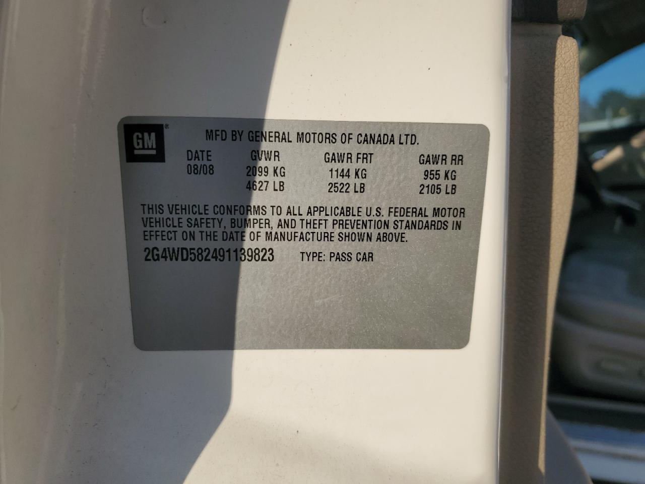 2009 Buick Lacrosse Cxl VIN: 2G4WD582491139823 Lot: 92650765