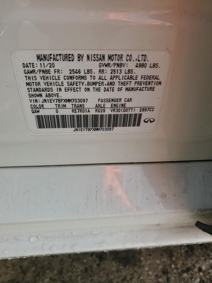 2021 Infiniti Q50 Luxe VIN: JN1EV7BPXMM703097 Lot: 92912895