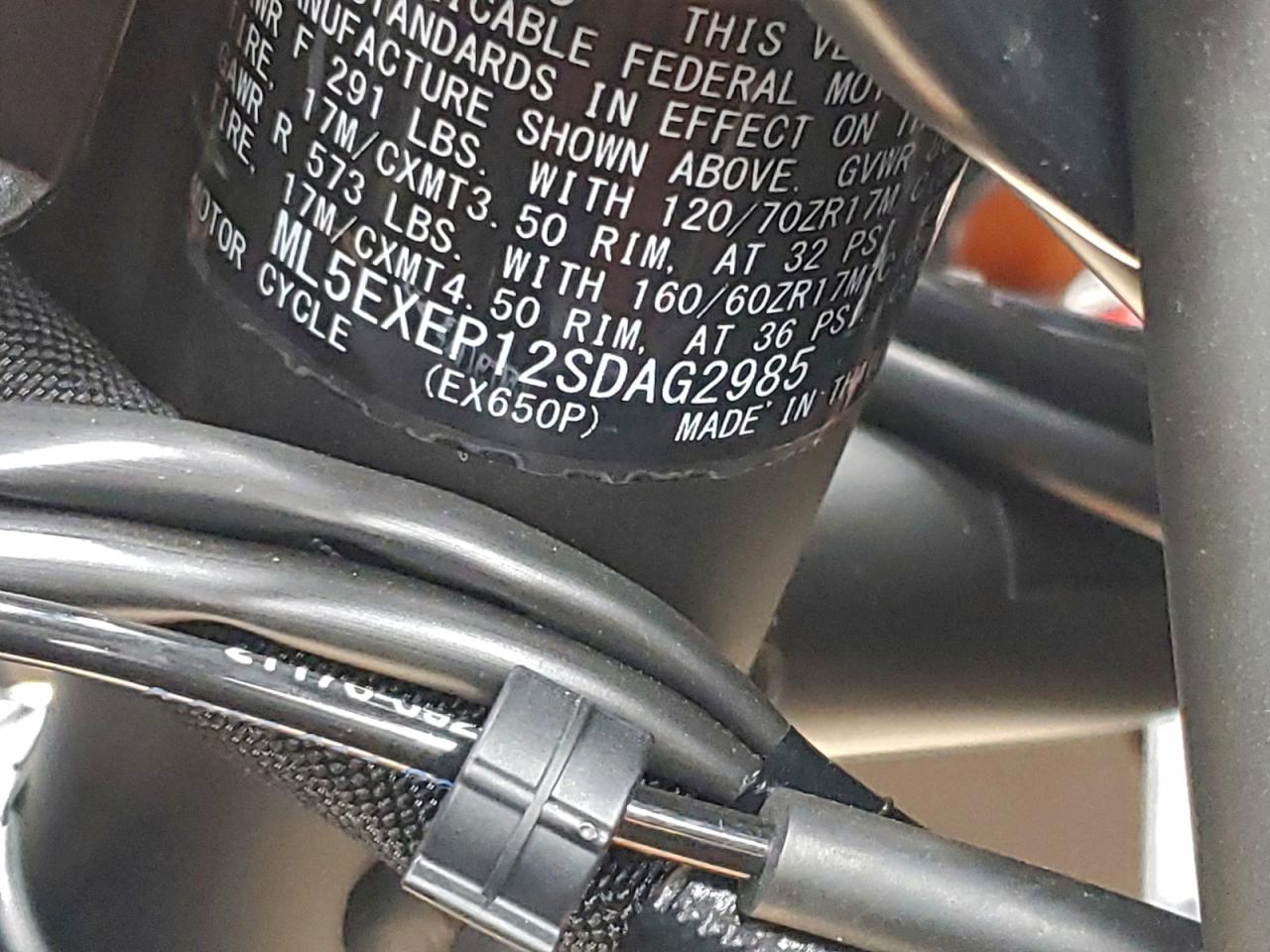 2025 Kawasaki Ex650 P VIN: ML5EXEP12SDAG2985 Lot: 93969345