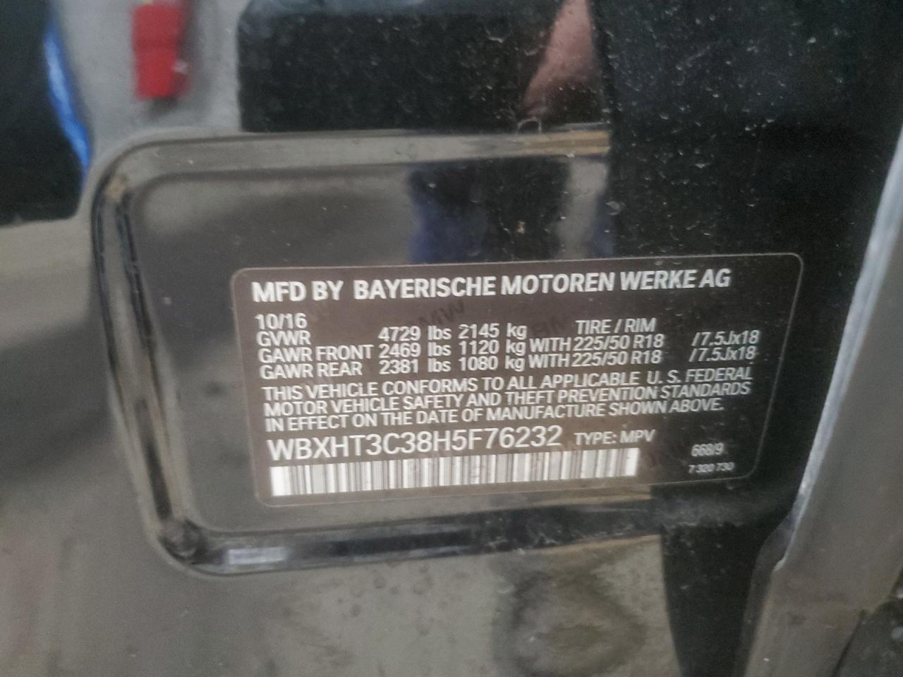 2017 BMW X1 xDrive28I VIN: WBXHT3C38H5F76232 Lot: 93224895