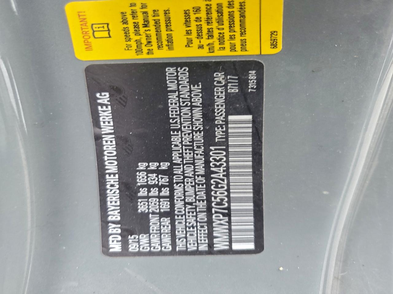 2016 Mini Cooper S VIN: WMWXP7C56G2A43301 Lot: 94597885