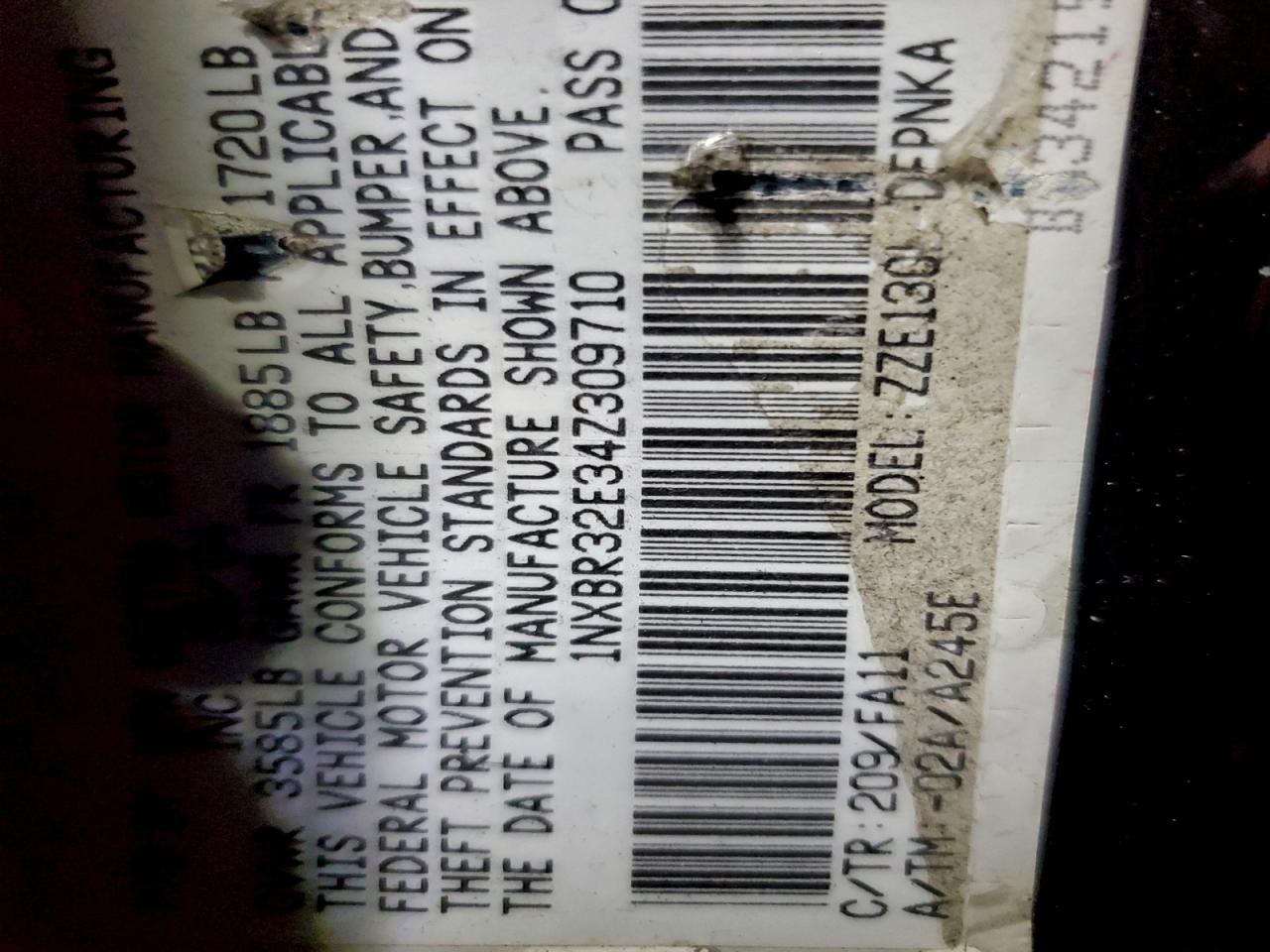 2004 Toyota Corolla Ce VIN: 1NXBR32E34Z309710 Lot: 95075245