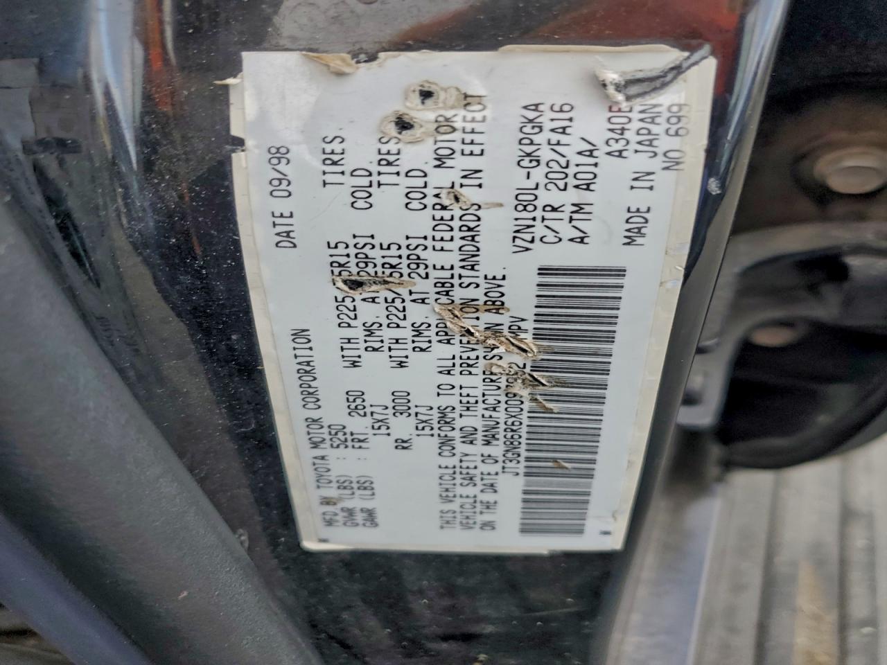 1999 Toyota 4Runner Sr5 VIN: JT3GN86R6X0097952 Lot: 93966835