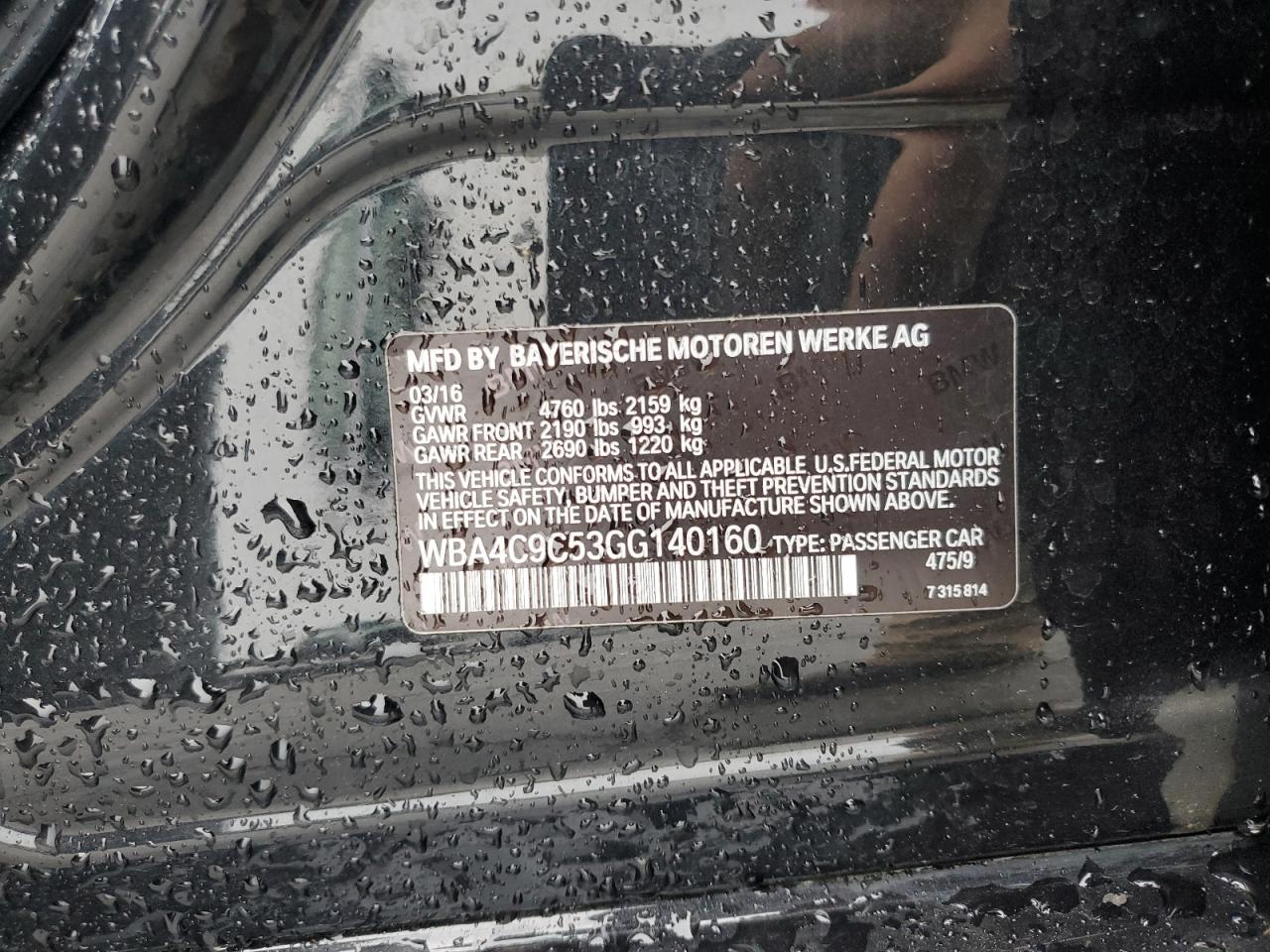 2016 BMW 428 Xi Gran Coupe Sulev VIN: WBA4C9C53GG140160 Lot: 93227825