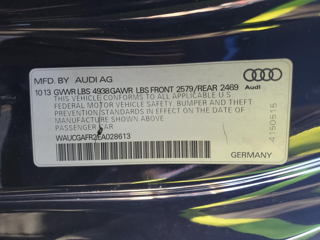 2014 Audi S5 Premium Plus VIN: WAUCGAFR2EA028613 Lot: 90898005
