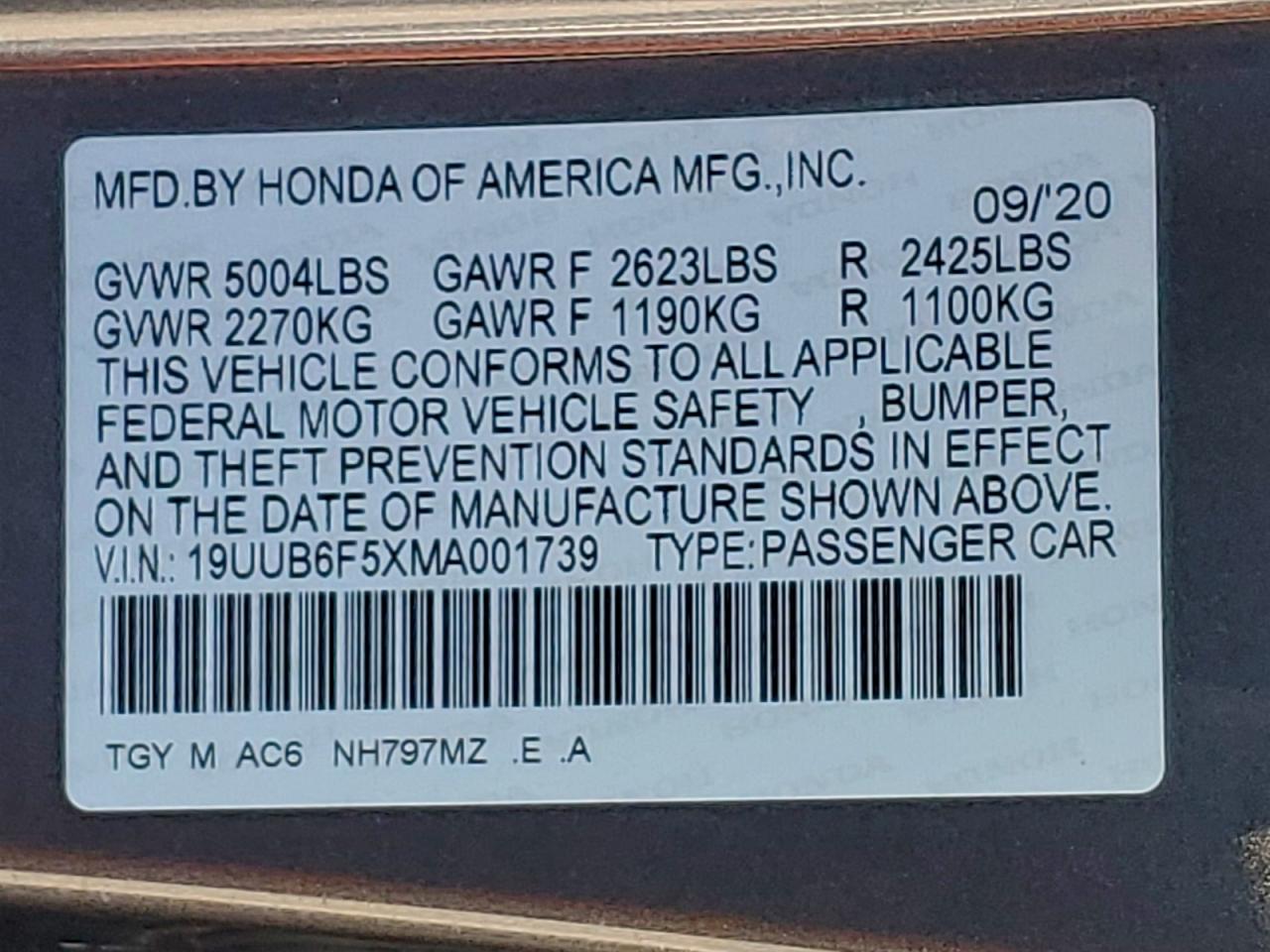 2021 Acura Tlx Tech A VIN: 19UUB6F5XMA001739 Lot: 94301335