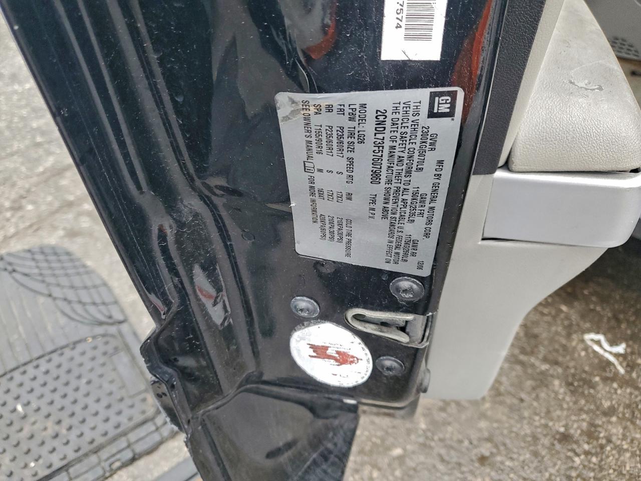 2007 Chevrolet Equinox Lt VIN: 2CNDL73F576079860 Lot: 94347435