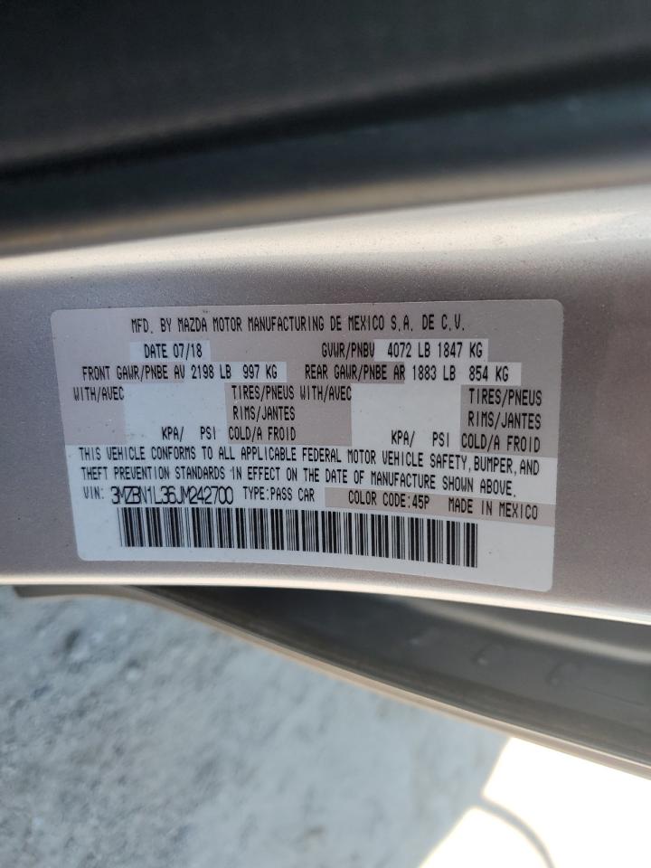 2018 Mazda 3 Touring VIN: 3MZBN1L36JM242700 Lot: 91008185