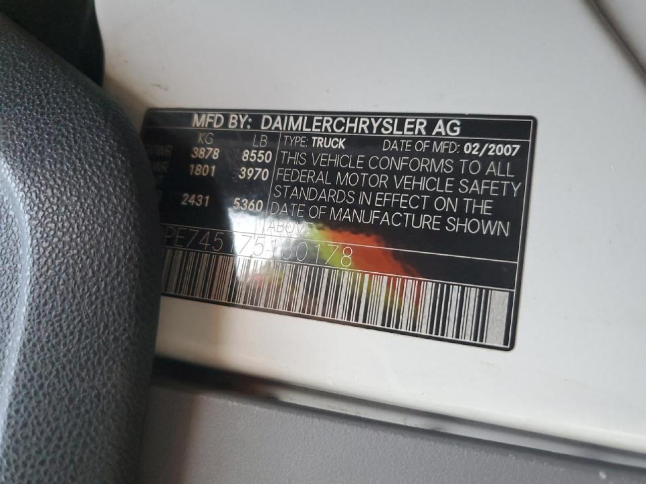 2007 Dodge Sprinter Delivery Van VIN: WD0PE745175160178 Lot: 92616865