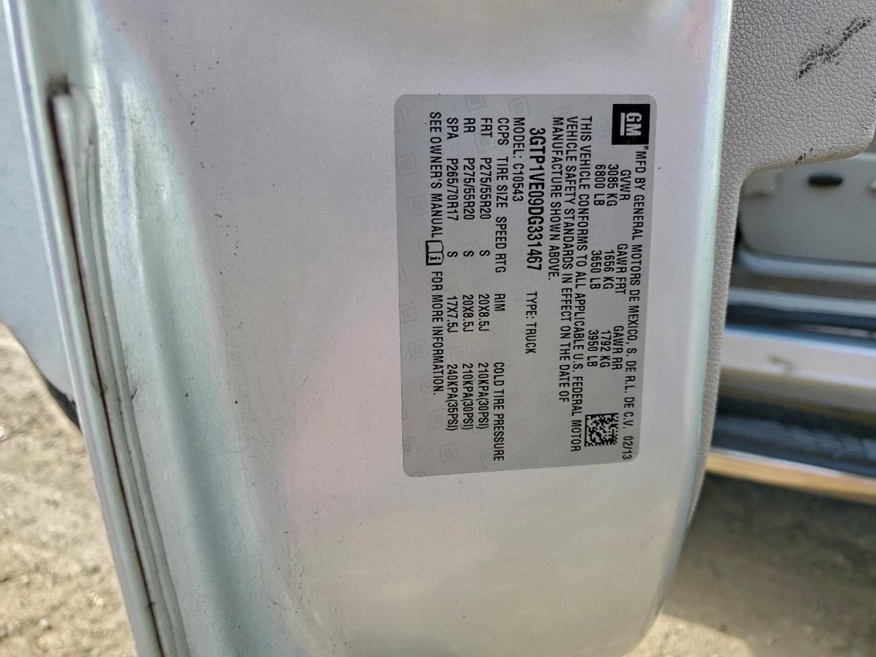 2013 GMC Sierra C1500 Sle VIN: 3GTP1VE09DG331467 Lot: 94386945