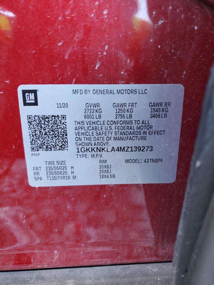 2021 GMC Acadia Sle VIN: 1GKKNKLA4MZ139273 Lot: 91995315