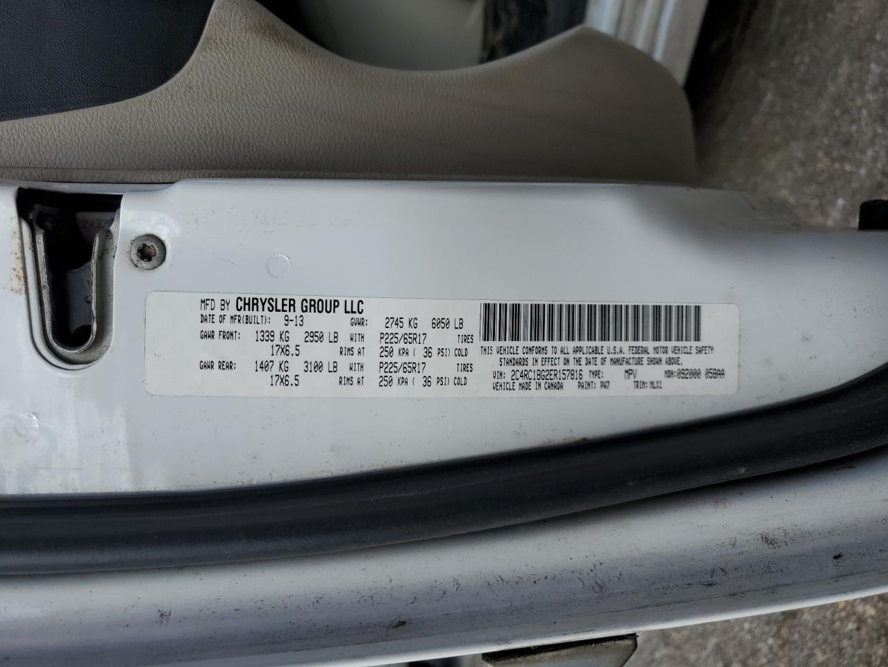 2014 Chrysler Town & Country Touring VIN: 2C4RC1BG2ER157816 Lot: 93615795