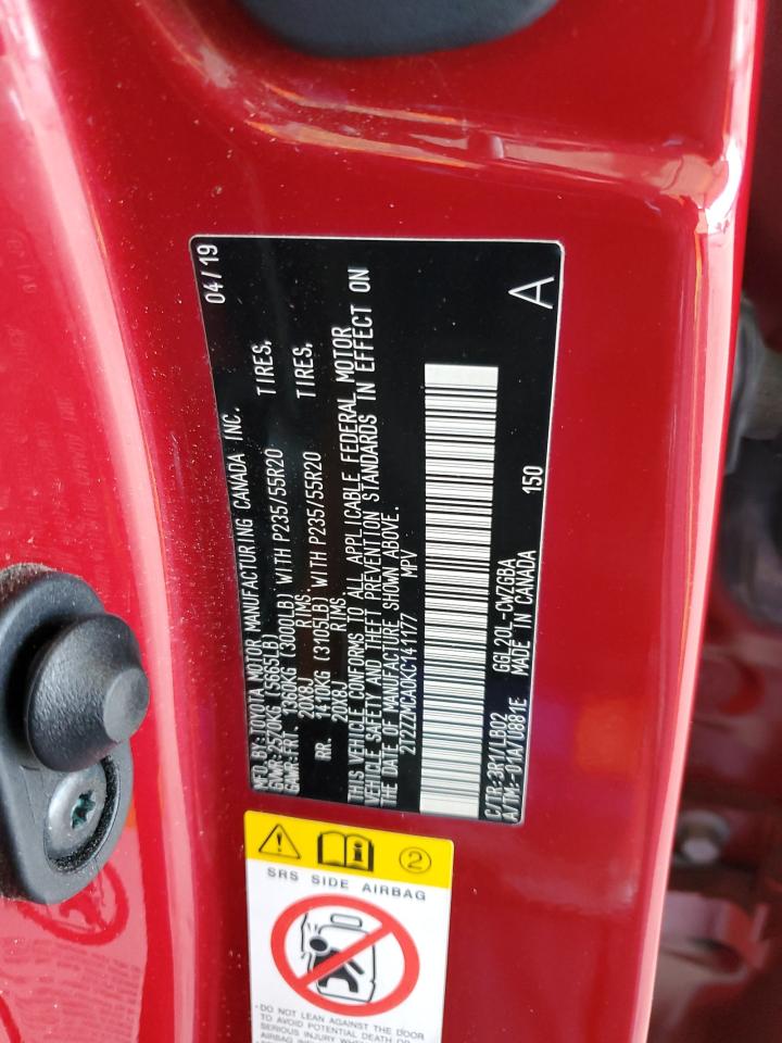 2019 Lexus Rx 350 Base VIN: 2T2ZZMCA0KC141177 Lot: 91701515