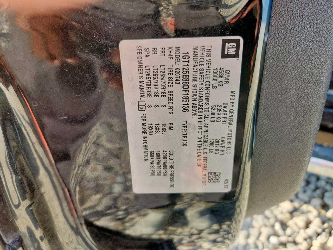 2013 GMC Sierra K2500 Denali VIN: 1GT125E88DF185136 Lot: 93244795