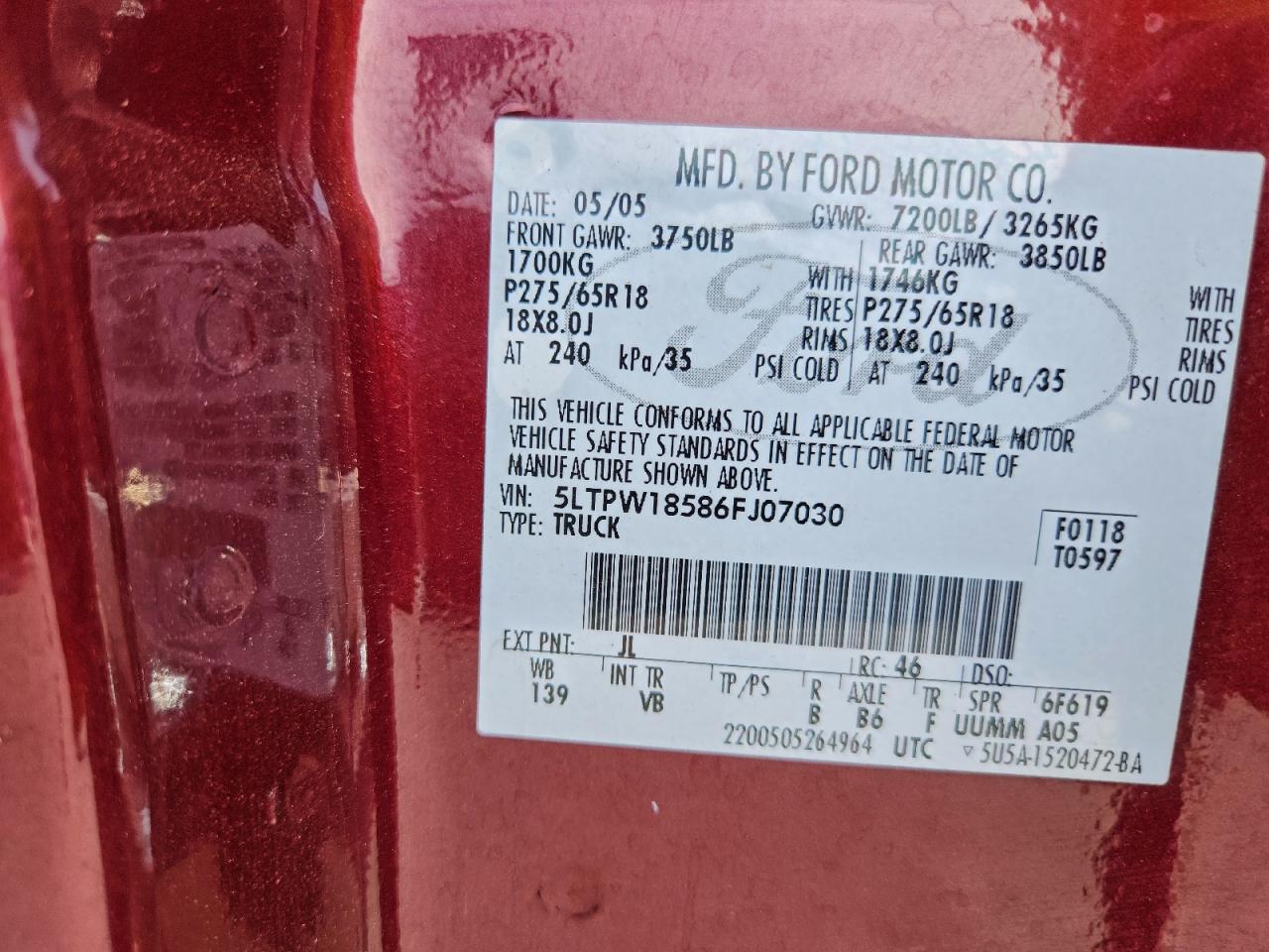 2006 Lincoln Mark Lt VIN: 5LTPW18586FJ07030 Lot: 94162415