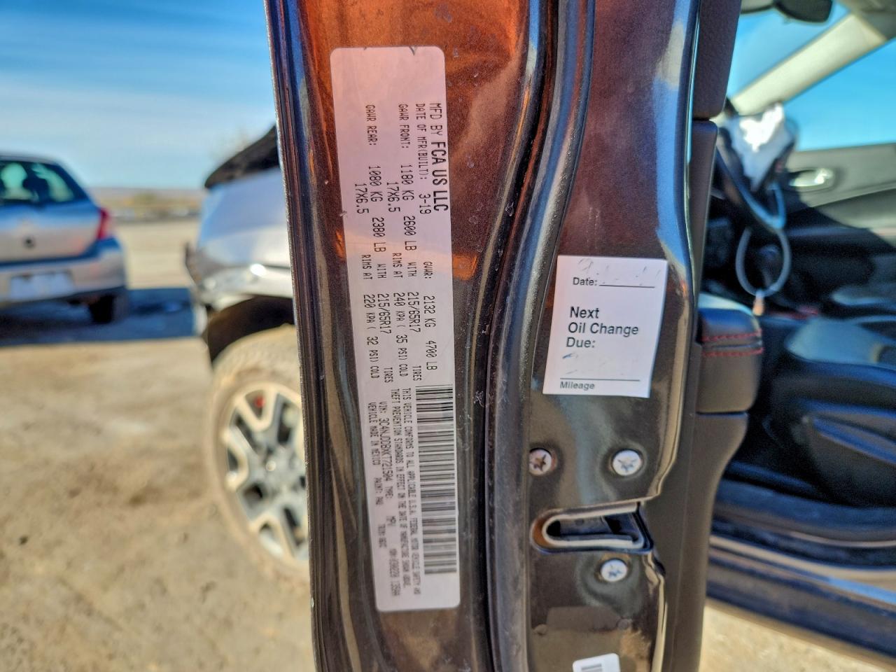 2019 Jeep Compass Trailhawk VIN: 3C4NJDDBXKT721504 Lot: 93329665