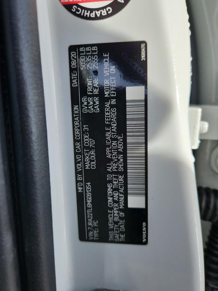 2021 Volvo S60 T6 Inscription VIN: 7JRA22TL6MG091354 Lot: 91817275