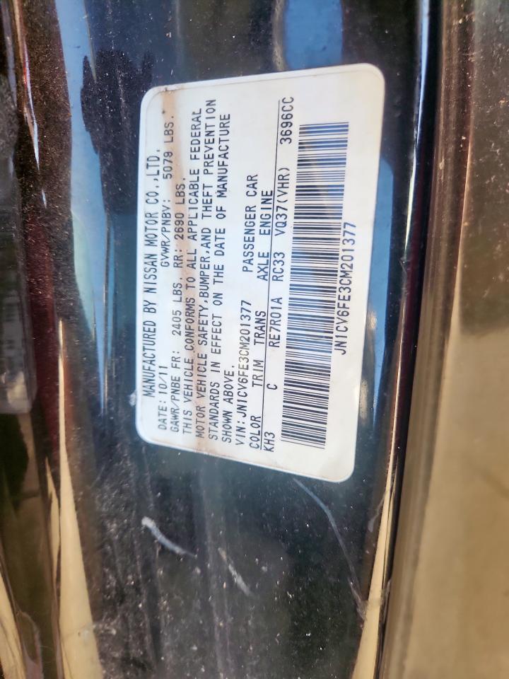 2012 Infiniti G37 Base VIN: JN1CV6FE3CM201377 Lot: 92277355