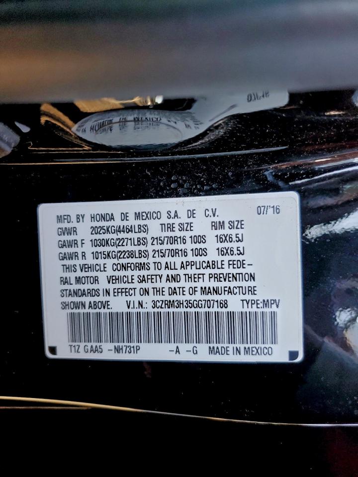 2016 Honda Cr-V Lx VIN: 3CZRM3H35GG707168 Lot: 94761445