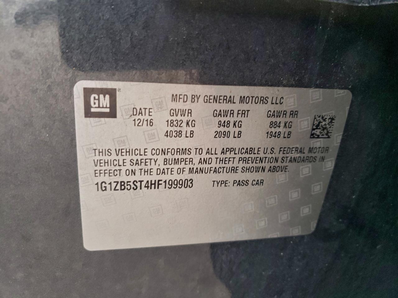 2017 Chevrolet Malibu Ls VIN: 1G1ZB5ST4HF199903 Lot: 94310085