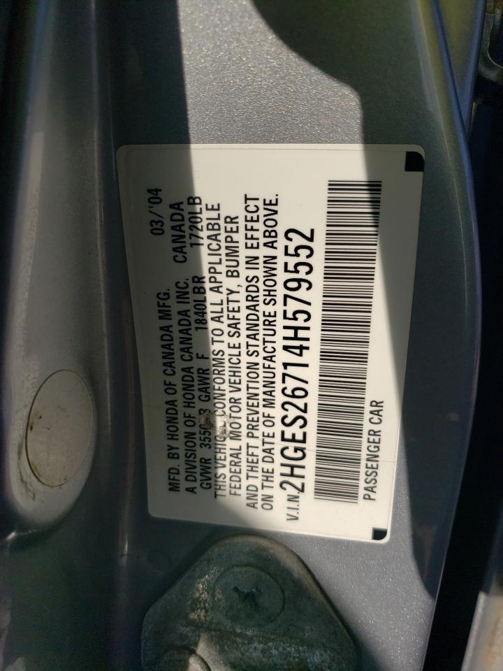 2004 Honda Civic Ex VIN: 2HGES26714H579552 Lot: 91287345