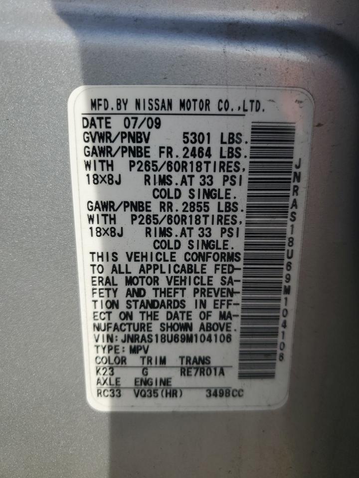 2009 Infiniti Fx35 VIN: JNRAS18U69M104106 Lot: 93428905