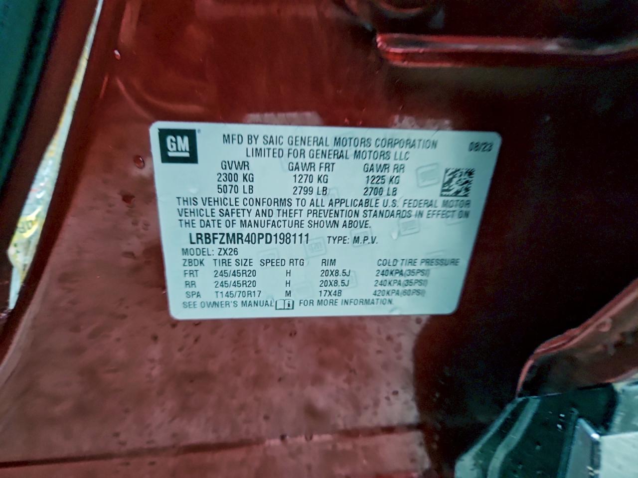 2023 Buick Envision Preferred VIN: LRBFZMR40PD198111 Lot: 94469995