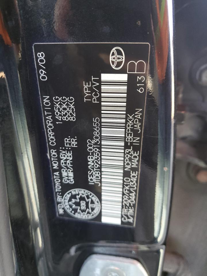 2009 Toyota Yaris VIN: JTDBT923591308655 Lot: 92492555