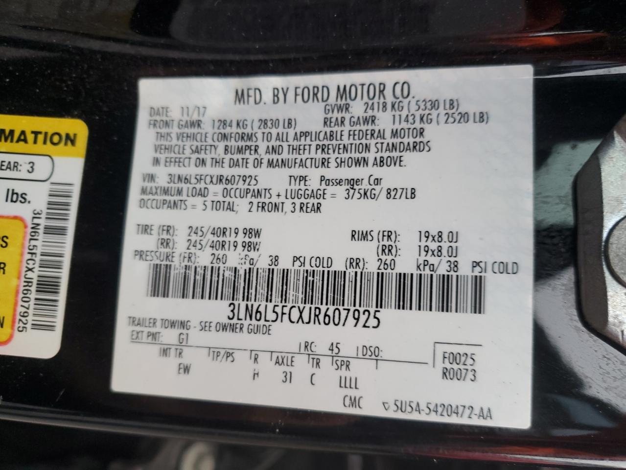 2018 Lincoln Mkz Reserve VIN: 3LN6L5FCXJR607925 Lot: 93282795