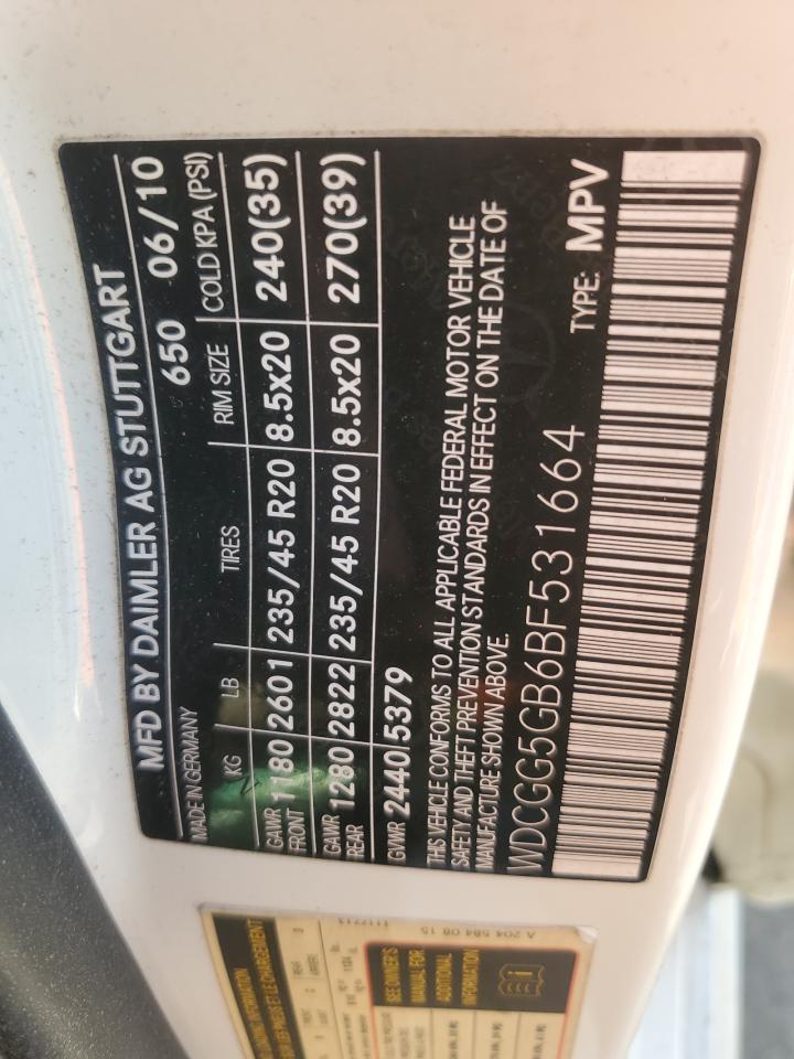 2011 Mercedes-Benz Glk 350 VIN: WDCGG5GB6BF531664 Lot: 91089765