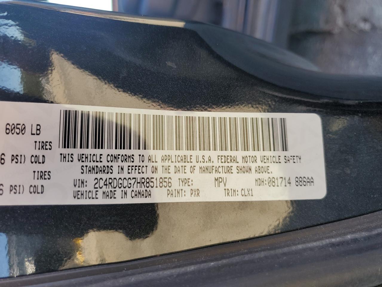 2017 Dodge Grand Caravan Sxt VIN: 2C4RDGCG7HR851856 Lot: 91376345