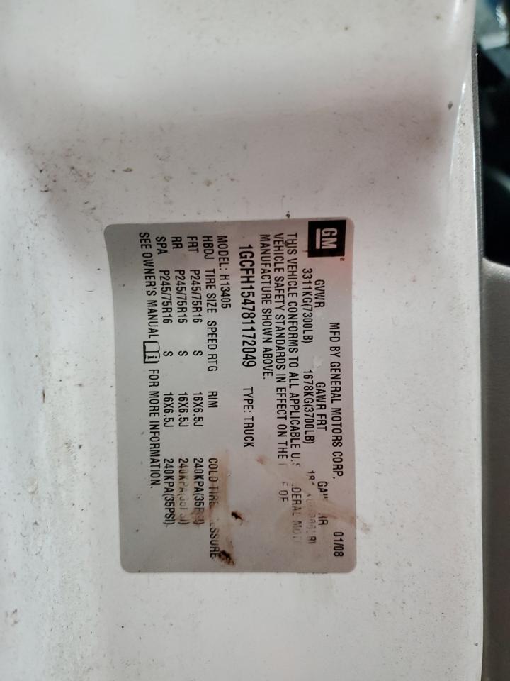 2008 Chevrolet Express G1500 VIN: 1GCFH154781172049 Lot: 90377195