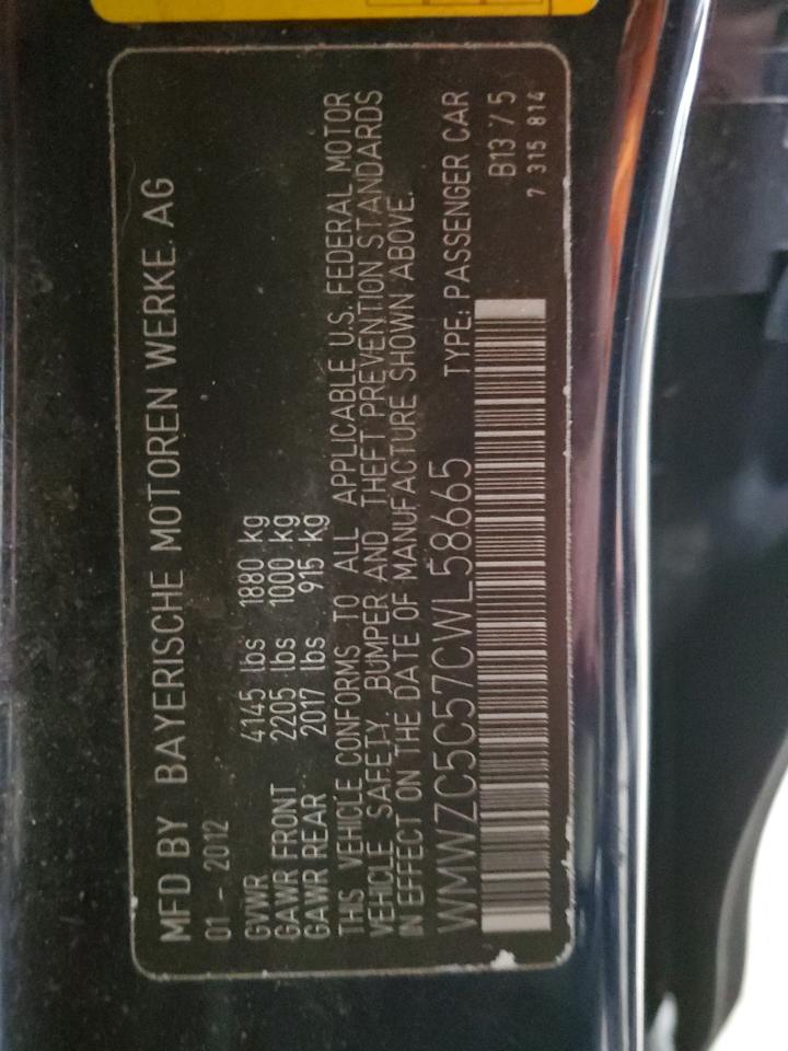 2012 Mini Cooper S Countryman VIN: WMWZC5C57CWL58665 Lot: 93087925