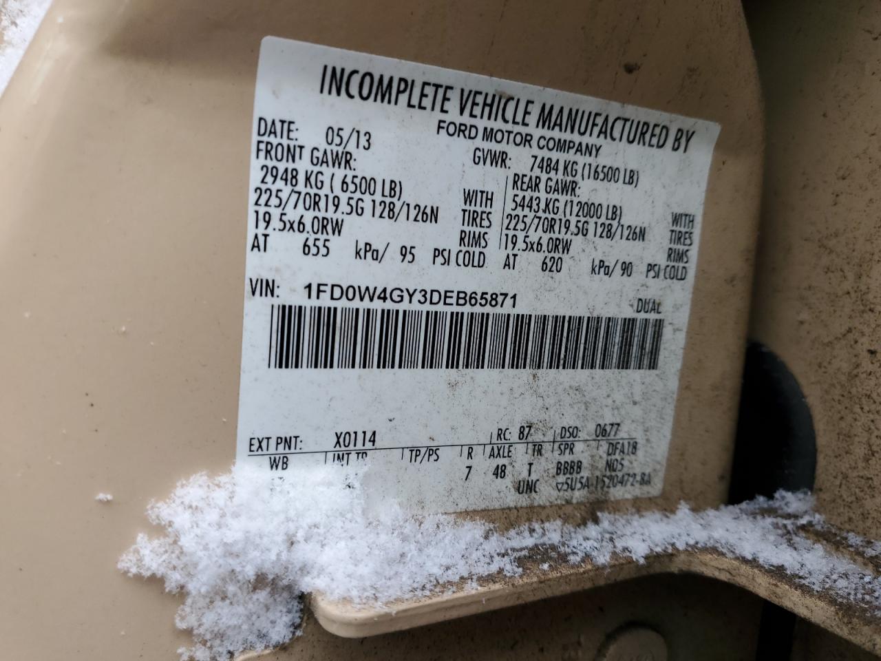 2013 Ford F450 Super Duty VIN: 1FD0W4GY3DEB65871 Lot: 90506525