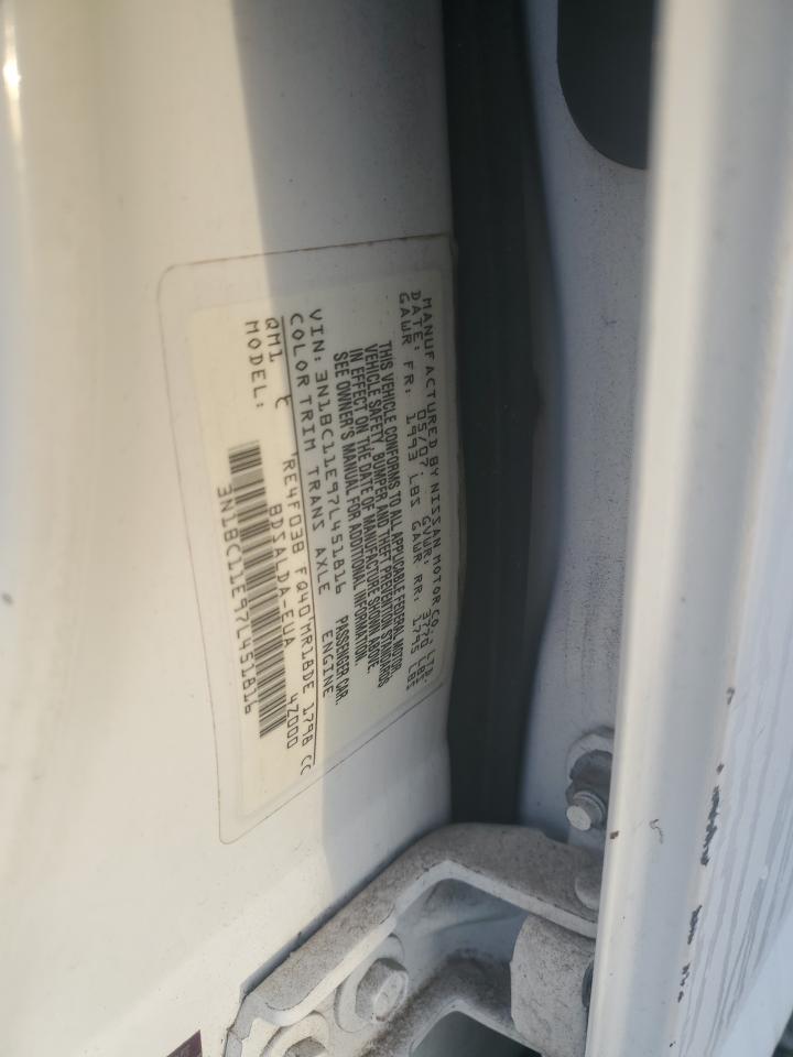 2007 Nissan Versa S VIN: 3N1BC11E97L451816 Lot: 92110895