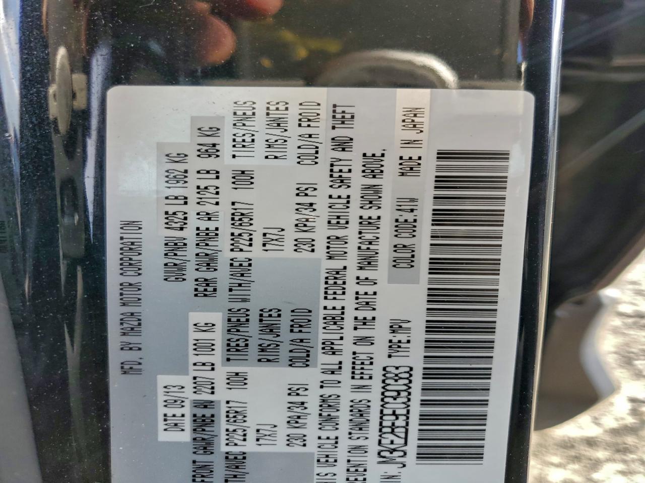 2014 Mazda Cx-5 Sport VIN: JM3KE2BE9E0390383 Lot: 94028215