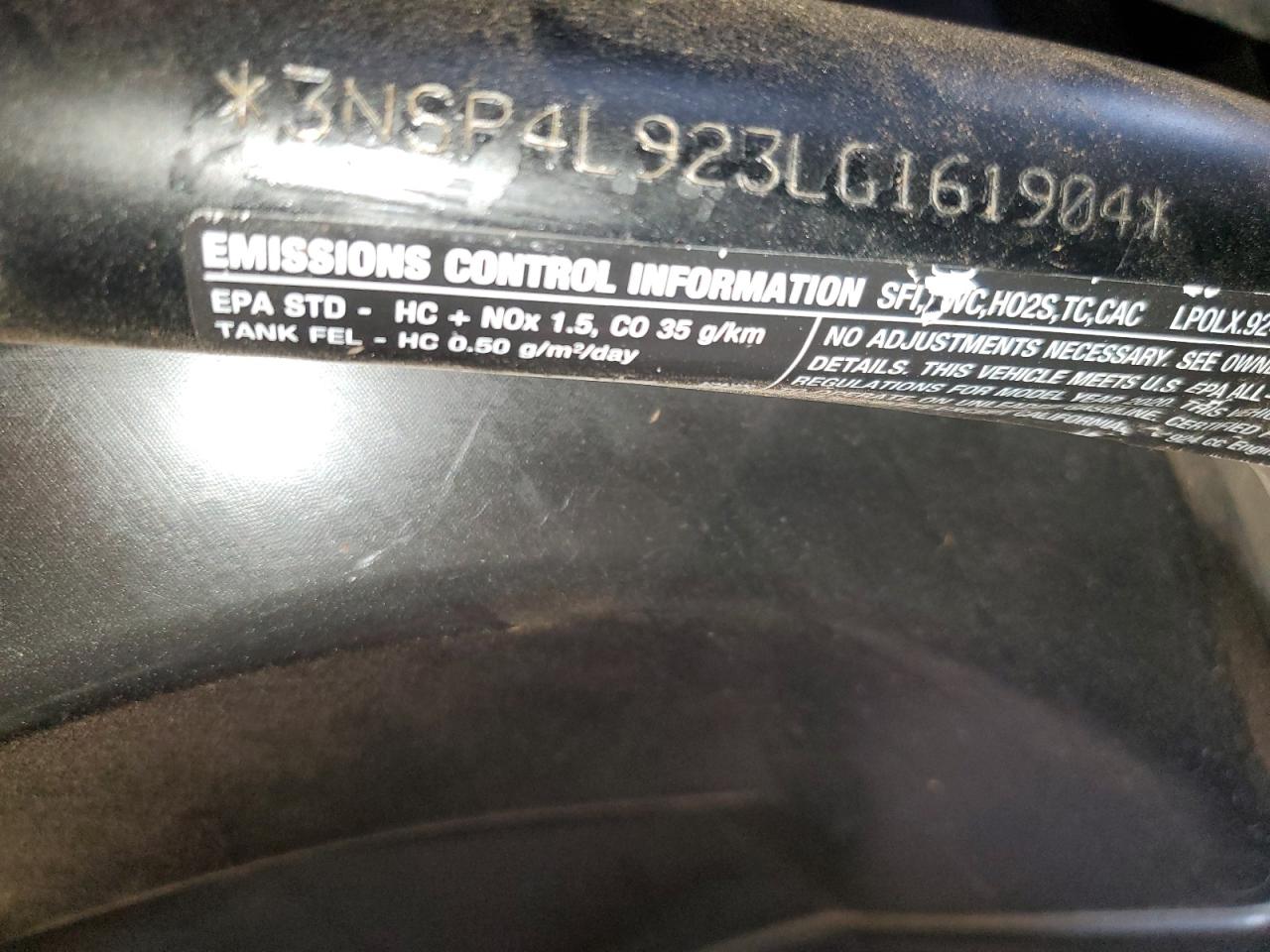 2020 False Rzr Xp 4 Turbo S VIN: 3NSP4L923LG161904 Lot: 93057505