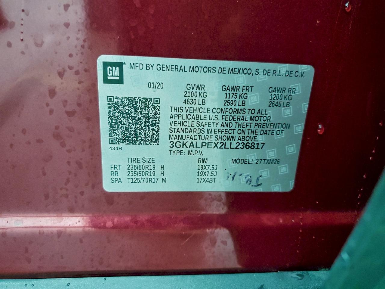 2020 GMC Terrain Slt VIN: 3GKALPEX2LL236817 Lot: 93660215