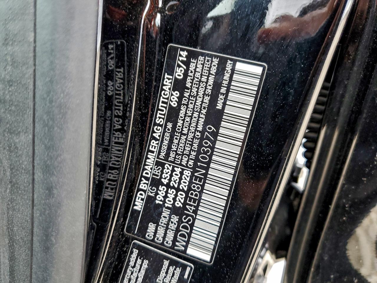 2014 Mercedes-Benz Cla 250 VIN: WDDSJ4EB8EN103979 Lot: 93898875