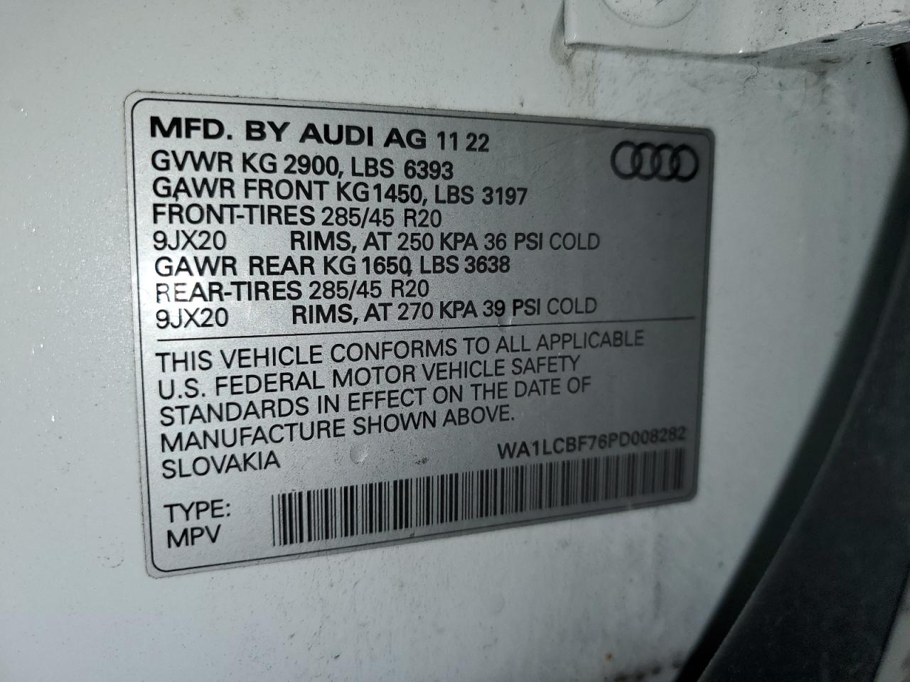 2023 Audi Q7 Premium Plus VIN: WA1LCBF76PD008282 Lot: 91650215
