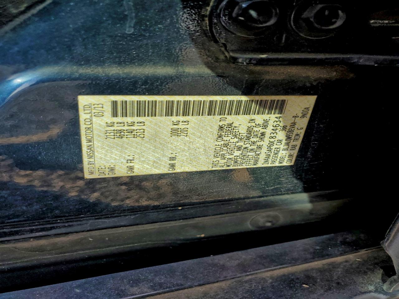 2013 Nissan Maxima S VIN: 1N4AA5AP6DC834634 Lot: 93857545